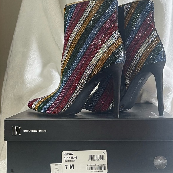 I.N.C striped twinkle pointed toe dress booties - Picture 6 of 6